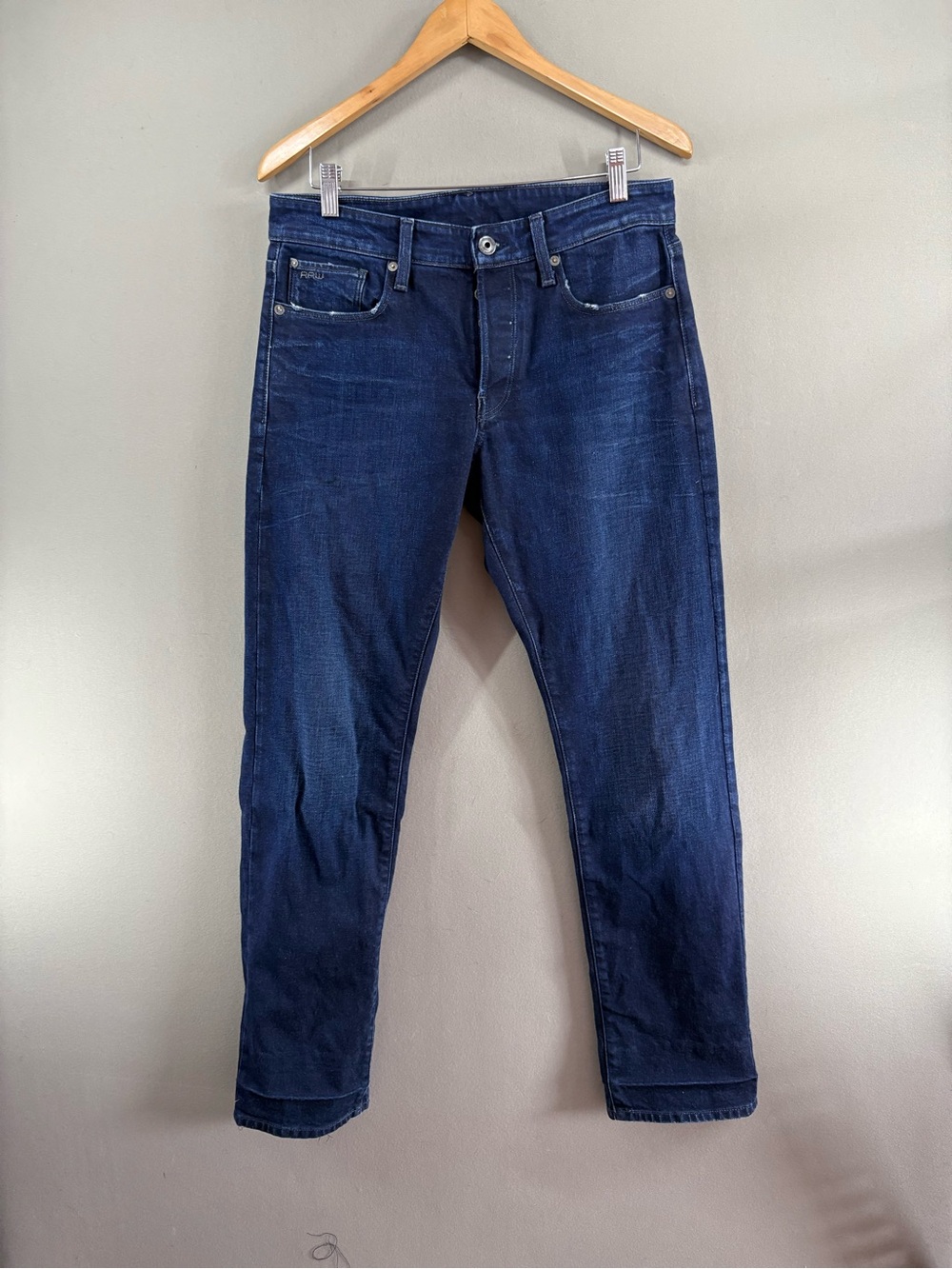 G-star raw 3301 straight denim jeans men 32x31 Dark Wash Fly Button